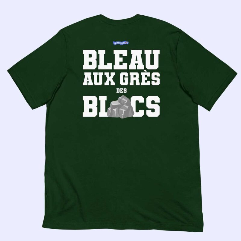 T-shirt vert forêt Bleau aux Grès des Blocs à plat