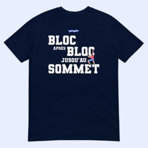 T-shirt bleu marine Bloc après bloc jusqu’au sommet à plat