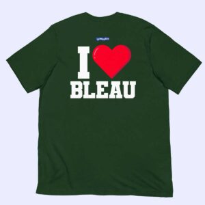 T-shirt vert forêt I love Bleau à plat