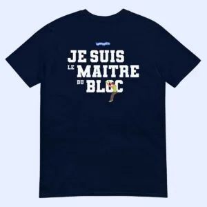 T-shirt bleu marine Je suis le maître du bloc à plat