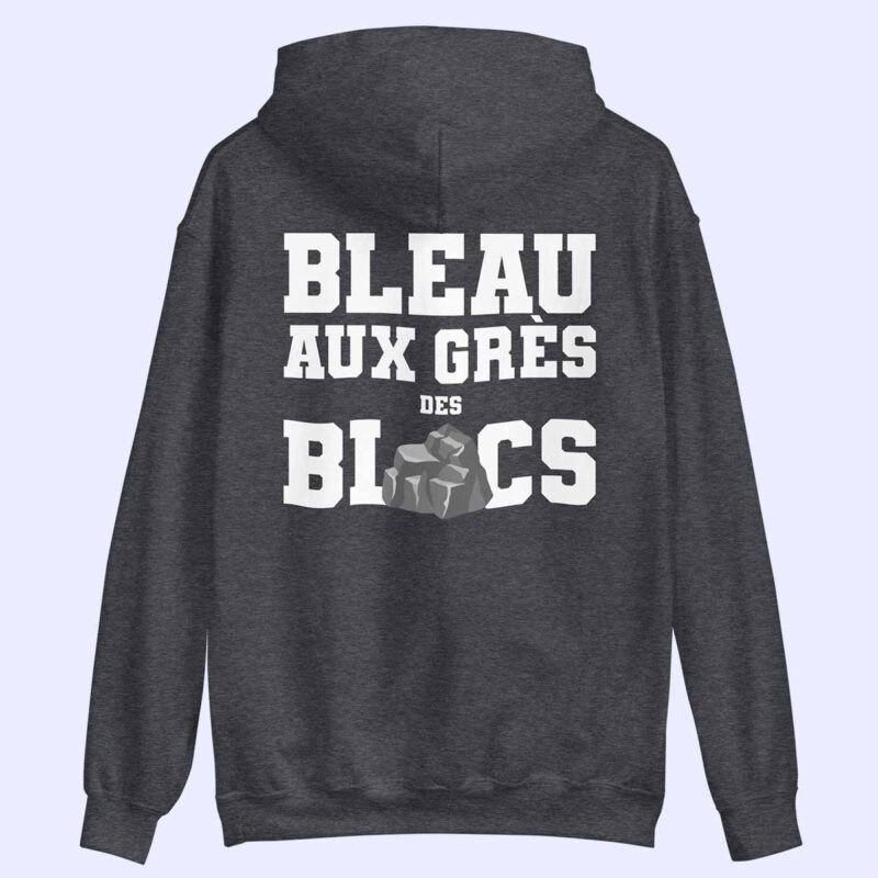 Sweat à capuche gris foncé Bleau aux grès des blocs à plat