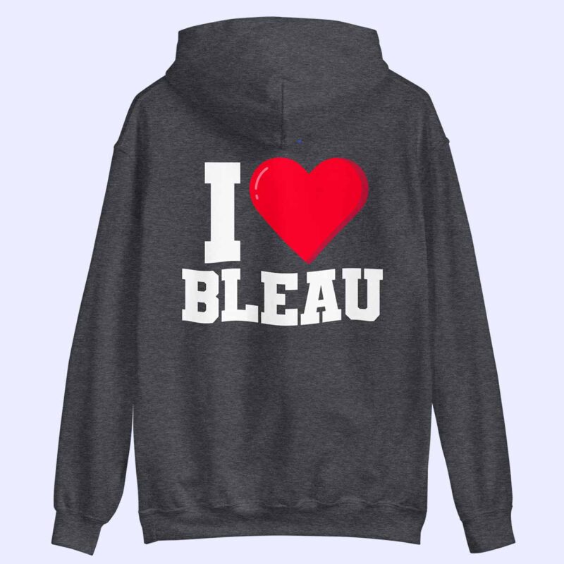 Sweat à capuche gris foncé I love Bleau à plat