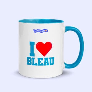 Tasse escalade I love bleau vue de droite bleu