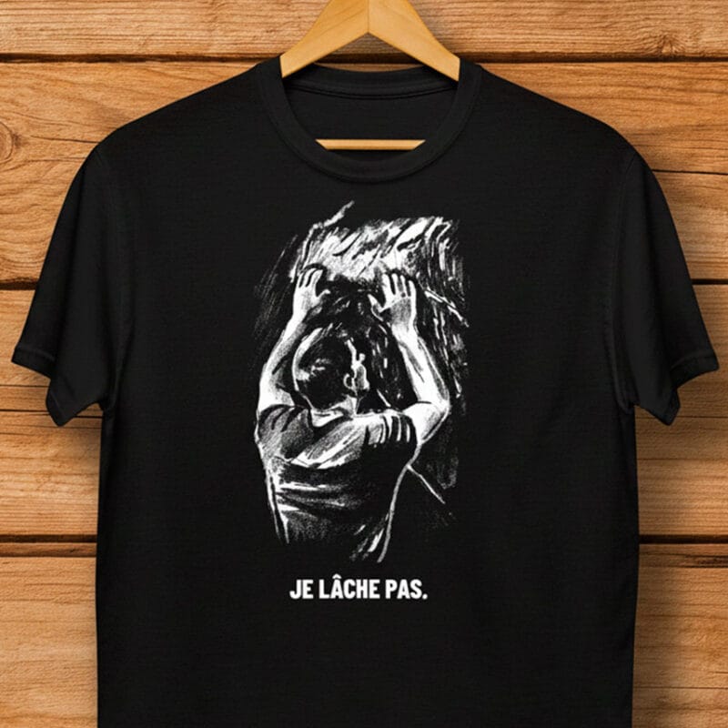 T-shirt escalade humour noir Je lâche pas