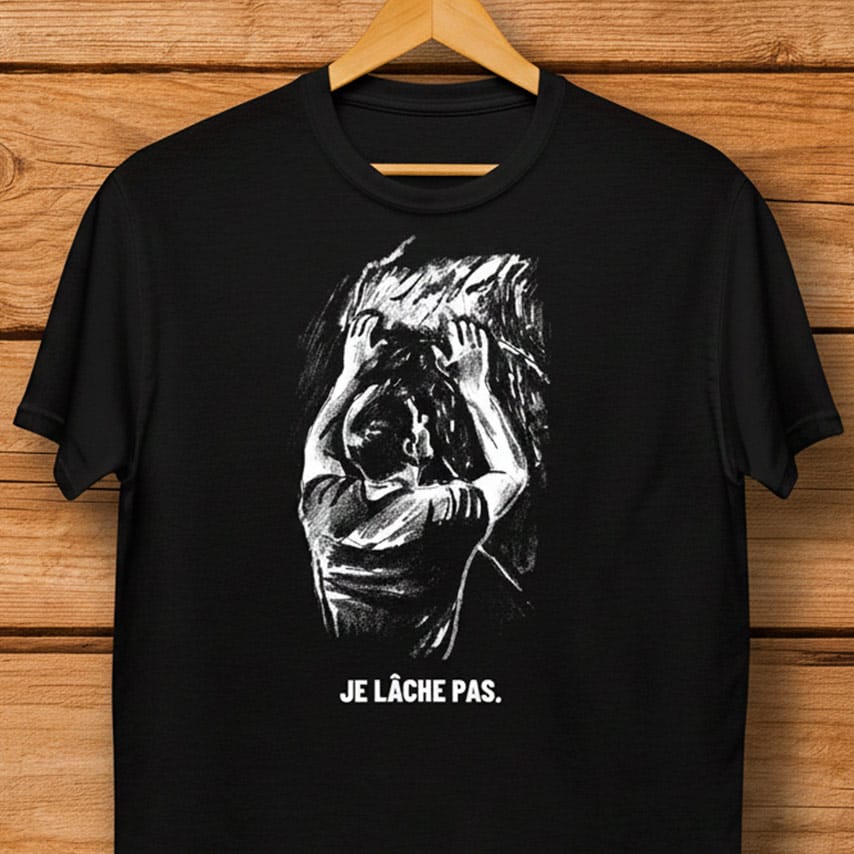 T-shirt escalade humour noir Je lâche pas