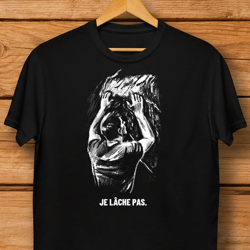 T-shirt escalade humour noir Je lâche pas