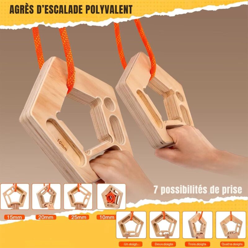 Agrès entrainement pour grimpeurs en bois naturel - plusieurs prises