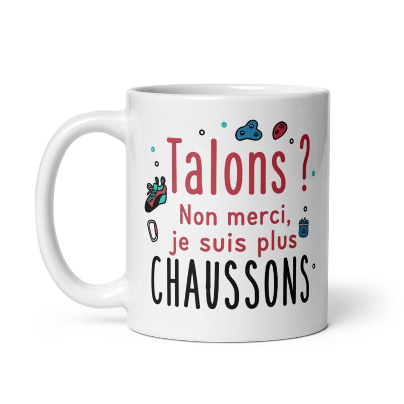 Mug grimpeuse Talons vs chaussons, de côté