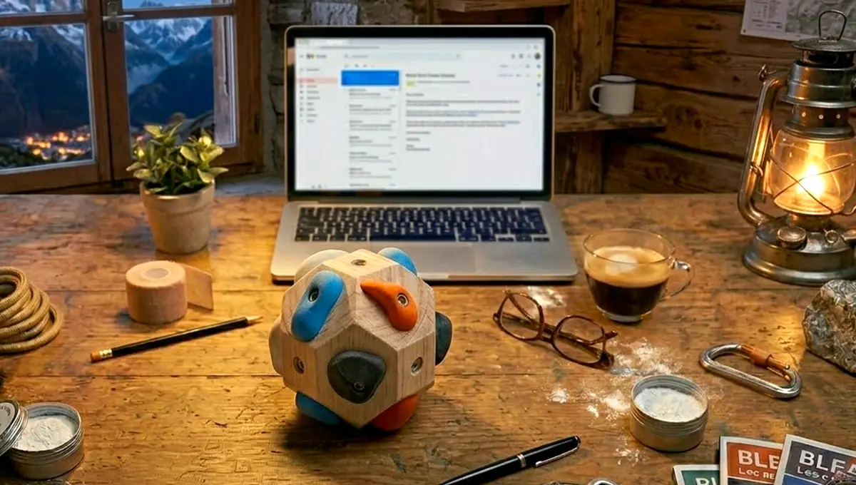 S'entraîner à l'escalade à la maison avec un bloc de préhension sur bureau