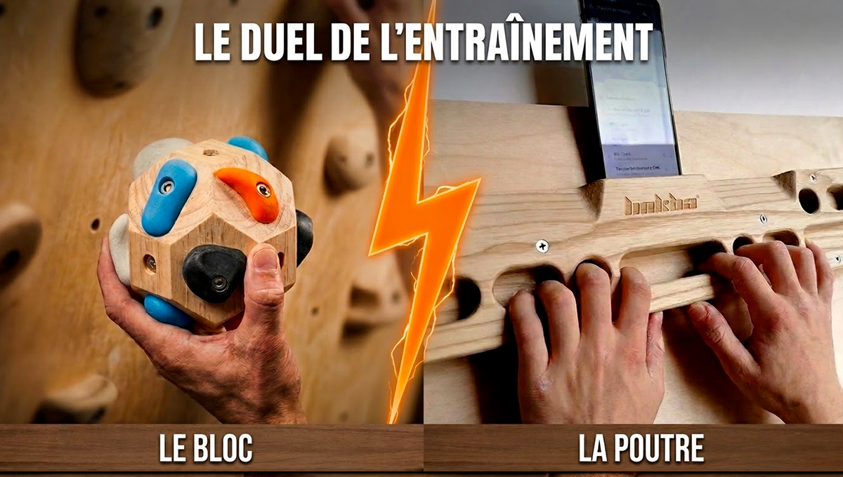 Comparatif poutre escalade et bloc de préhension pour l'entraînement